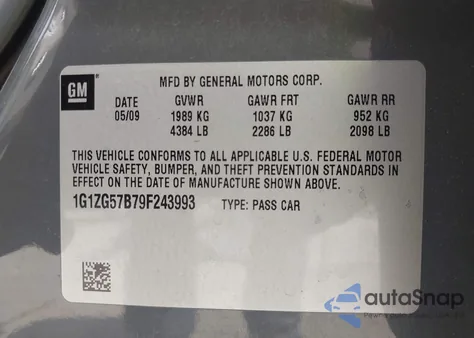 2009 Chevrolet Malibu Ls z USA, uszkodzony, nr VIN 1G1ZG57B79F243993